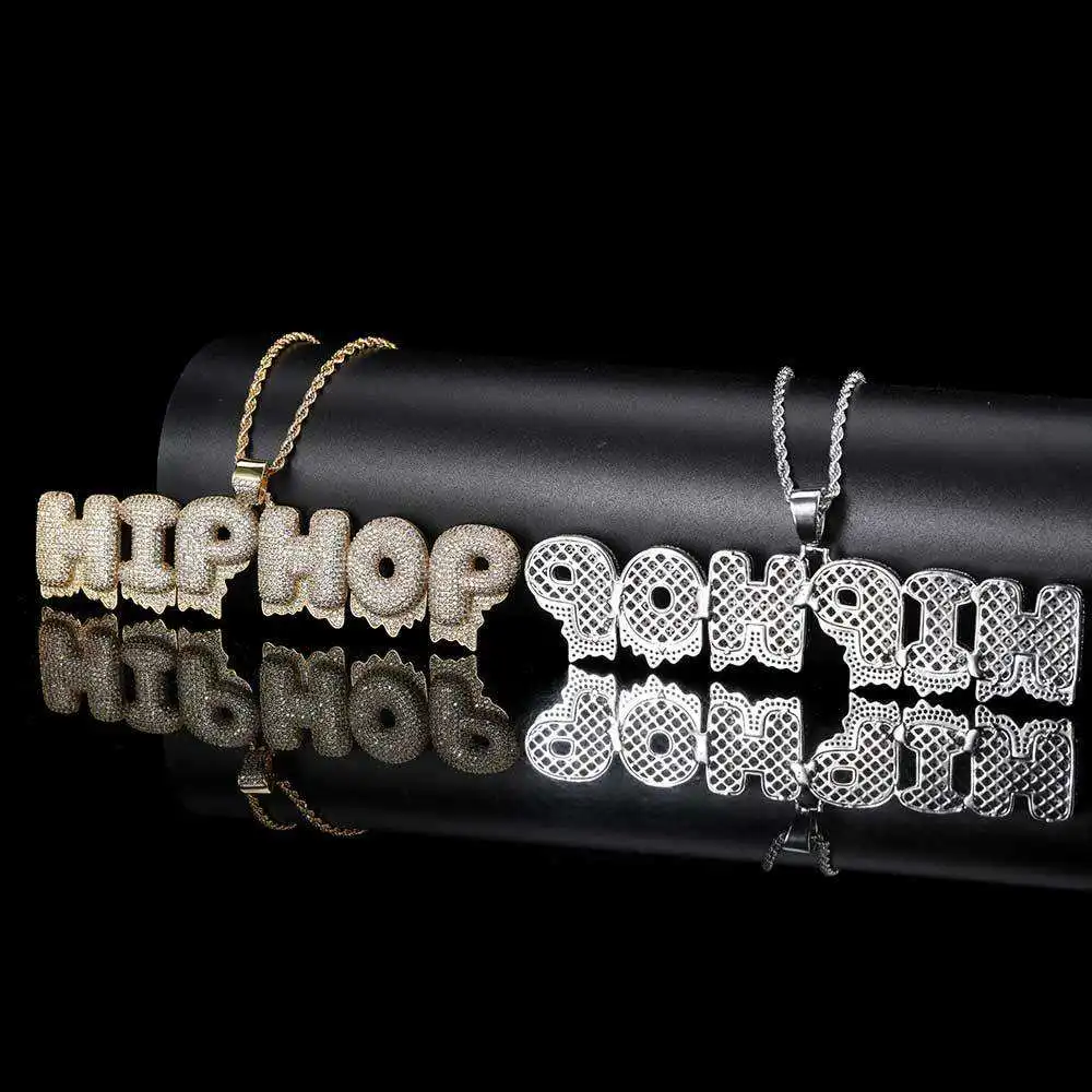 2022 Hip Hop Rapper Rock Fashion Jewelry Diamond Iced Out Custom Name Letter Pendant Necklace For Women