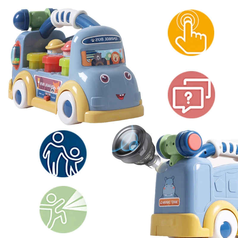 

Children's Bus Toys Playing Hamsters Hitting and Touching Cars Early Education Puzzle Boy and Girl Gifts 0-1-3 Years Old 2