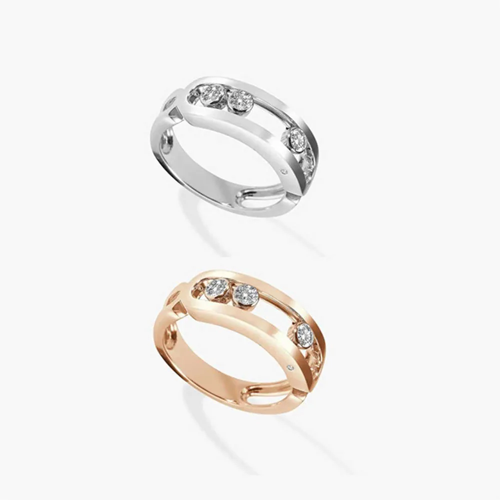 

Три алмазных кольца, которые можно повернуть. Стерлинговое Серебро S925 с позолотой 14 карат. Высококачественная серия ручной работы