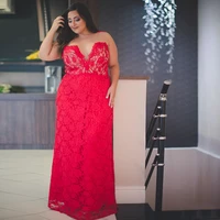 elegant red lace mother of the bride dresses plus size scoop corset floor length sleeveless groom gowns for wedding guest