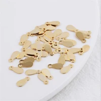 100pcslot gold color plated brass glossy waterdrop connectors small tag for diy necklace bracelet extension chain tail tags