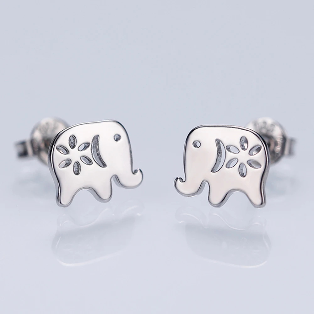 

Женские серьги-гвоздики в виде слона, серебристого цвета