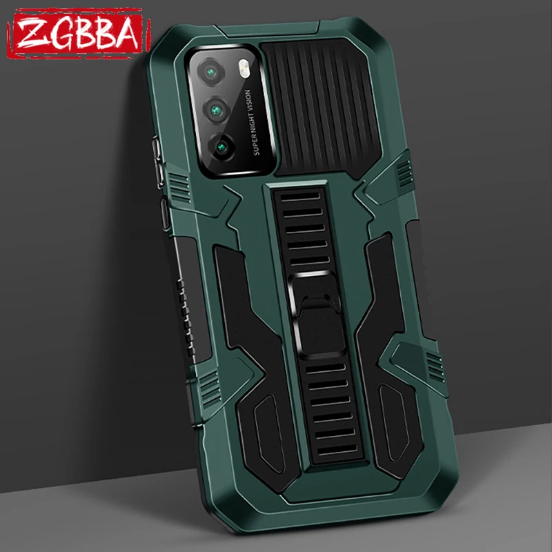

ZGBBA Shockproof Armor Phone Case For Xiaomi Pocophone F3 Strong Anti-Fall Kickstand Protection Cover for POCO X3 NFC M3 M4 Pro