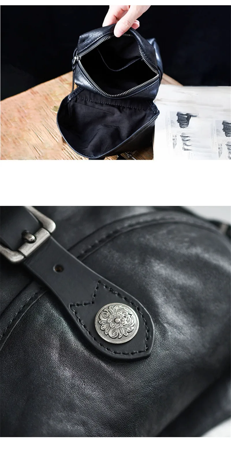 Simple casual designer first layer cowhide men's black shoulder bag daily outdoor sports genuine leather phone crossbody bags