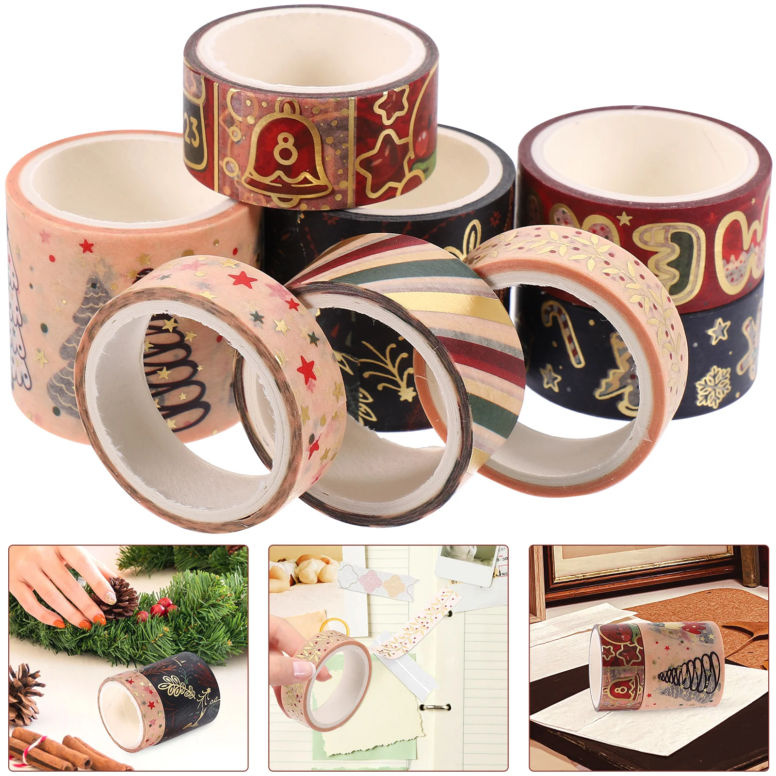 

8 Rolls Decor Craft DIY Washi Tape Hand Account Sticker Adhesive Paper Scrapbooking Album Japanese Christmas Style Themed