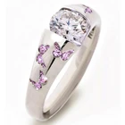 бижутерия для женщин 2021 Женское Обручальное кольцо с имитацией серебра, инкрустированное розовым и голубым цирконом, модное элегантное ювелирное изделие из сплава в виде насекомых, оптовая продажа