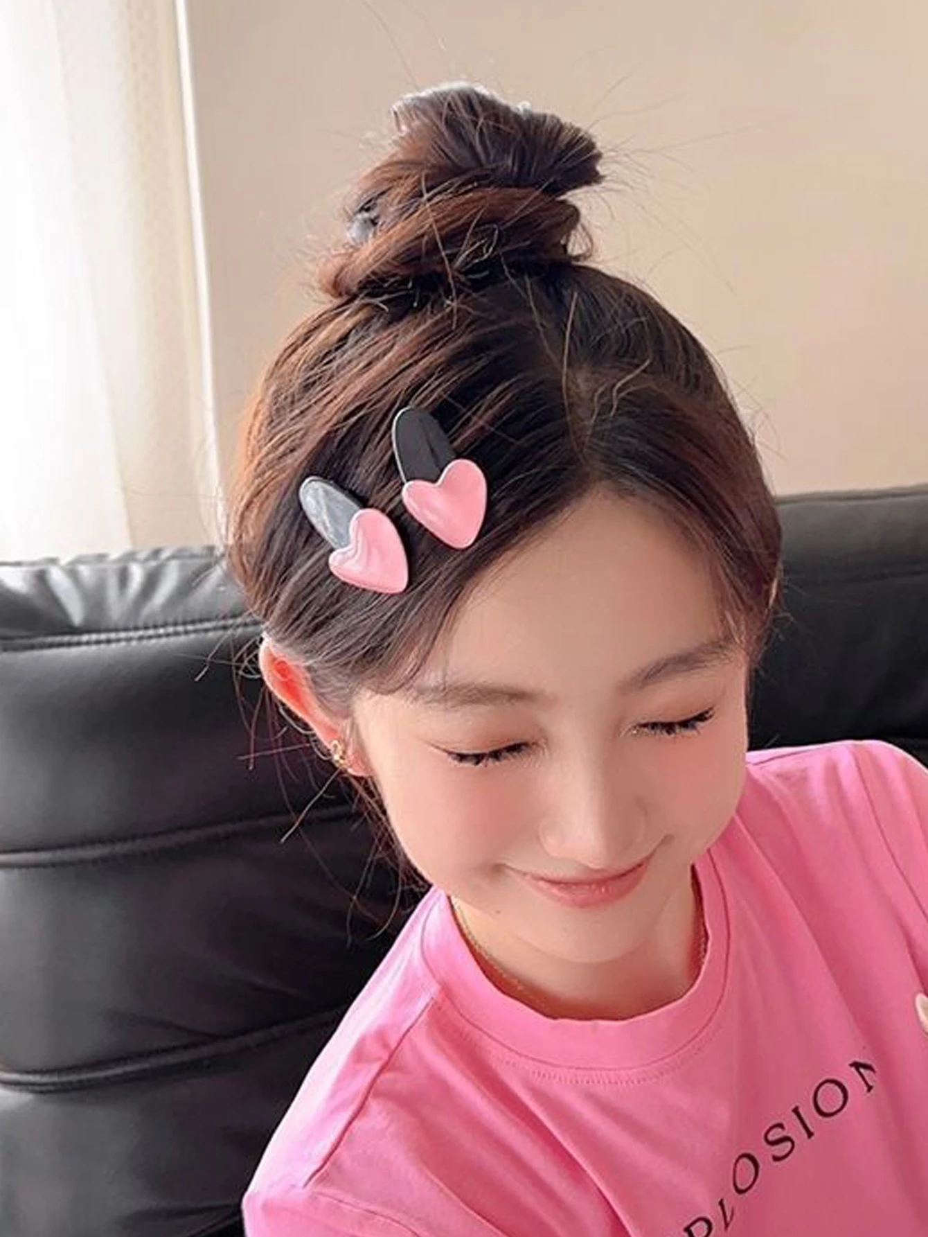 4 шт. прозрачные розовые зажимы для волос в форме сердца