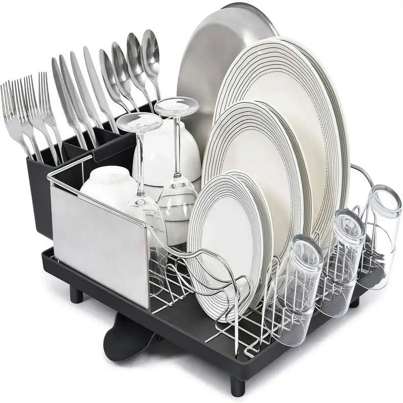 

Kingrack Dish Rack, Stainless Steel Dish Drying Rack, Large Dish Drainer,Black