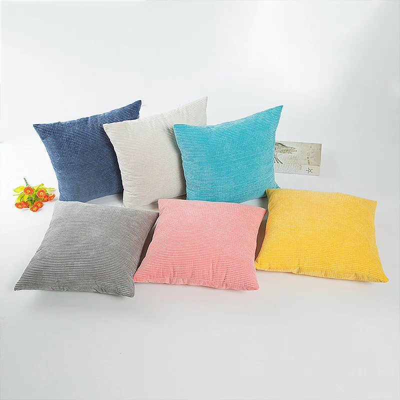 

Solid Color Corn Stripe Sofa Waist Pillow Cover Square Pillowcase Pillowslip Decorative Pillow Cases Home Textile Products