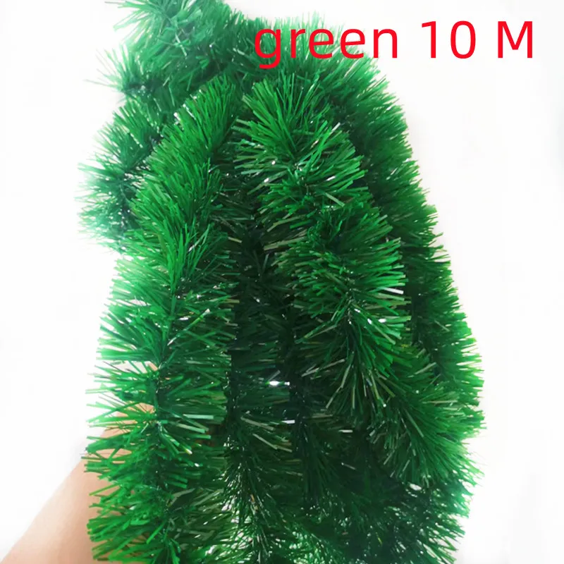 10M/5M/2M Christmas Party Decoration Green Bar Tops Ribbon Garland Christmas Tree Ornaments Xmas Garland Green Tinsel Home Decor
