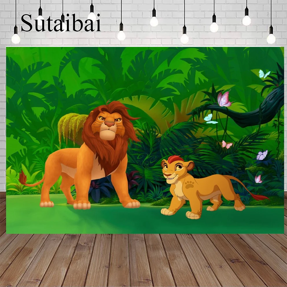 

Disney Jungle Forest Lion King Simba Cartoon Kids Birthday Party Backdrops Custom Newborn 1st Year Baby Shower Backgrounds