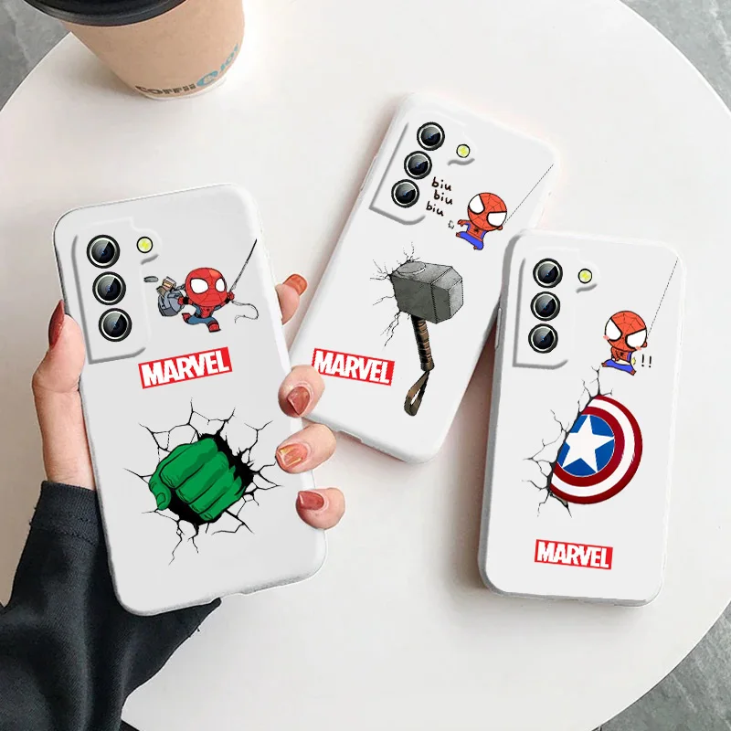 

Marvel Spiderman Cute For Samsung Galaxy S23 S22 S21 S20 FE Ultra Plus S10 Lite 5G Liquid Rope Phone Case