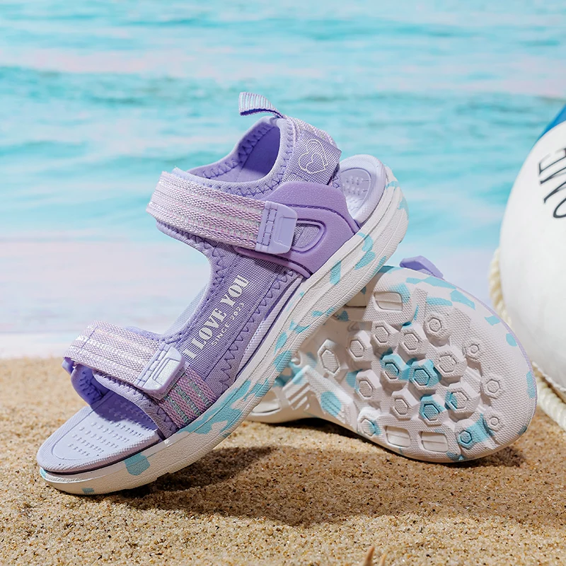 2023 Summer Kids Breathable Rome Sandals For Girls Pink Soft Soles Beach Sandals Non-slip Children Outdoor School Walking Shoes