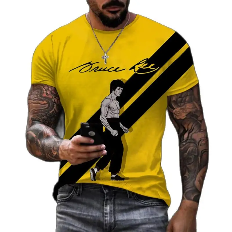 

2023 Summer Men New Kung Fu Star Graphic T-shirts 3D Print Oversized Men's Short Sleeve Tee Clothing Fashion 90s Vintage Clothes