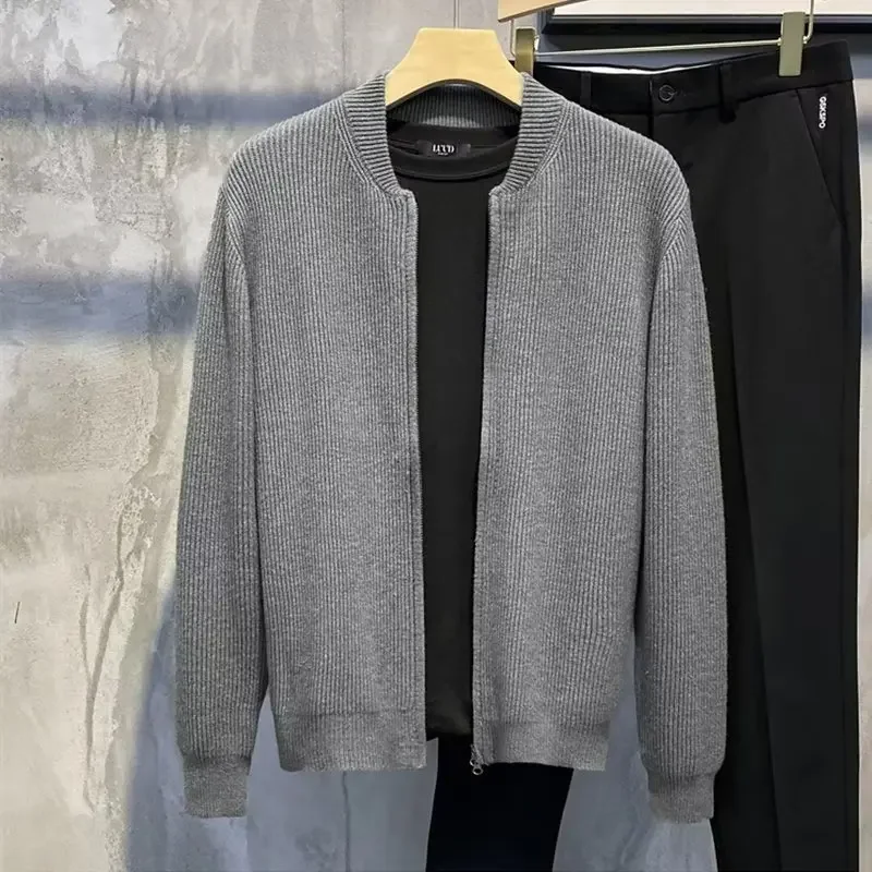 Мужской свитер-кардиган с двойной молнией осень-зима 2023 простой универсальный