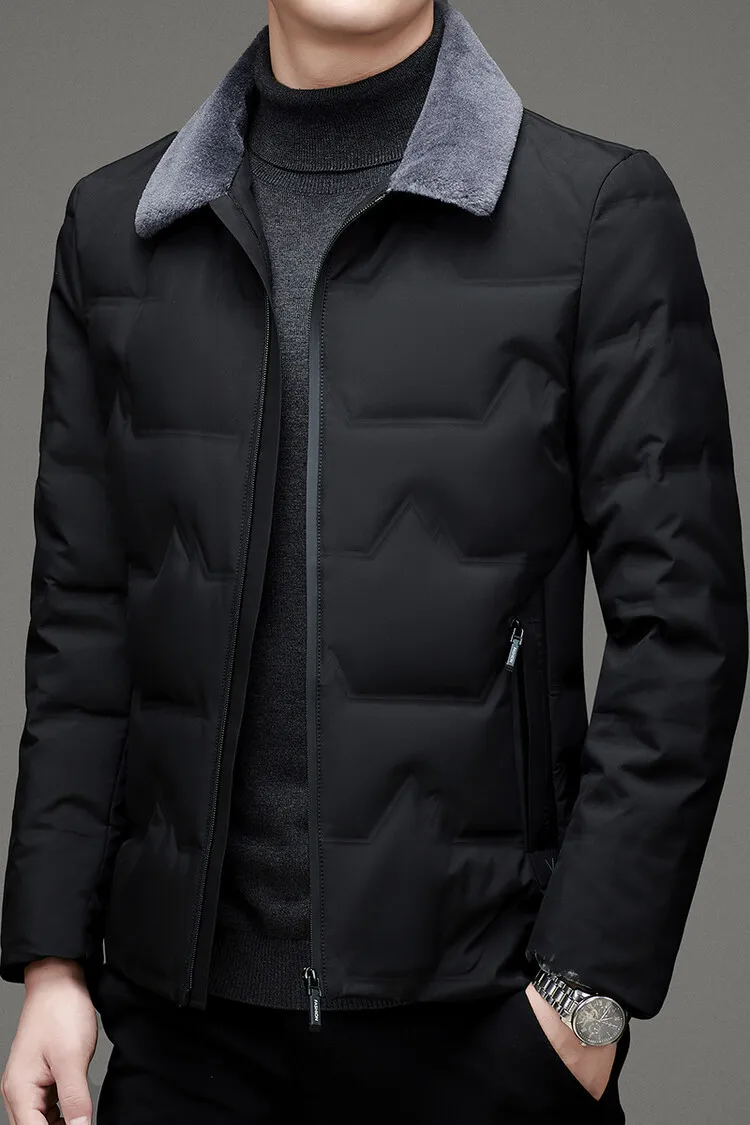 Winter New High End Fur Collar Down Jacket Men Fashion Thick Warm White Eiderdown Coat Business Casual Down Jacket Men's Clothes