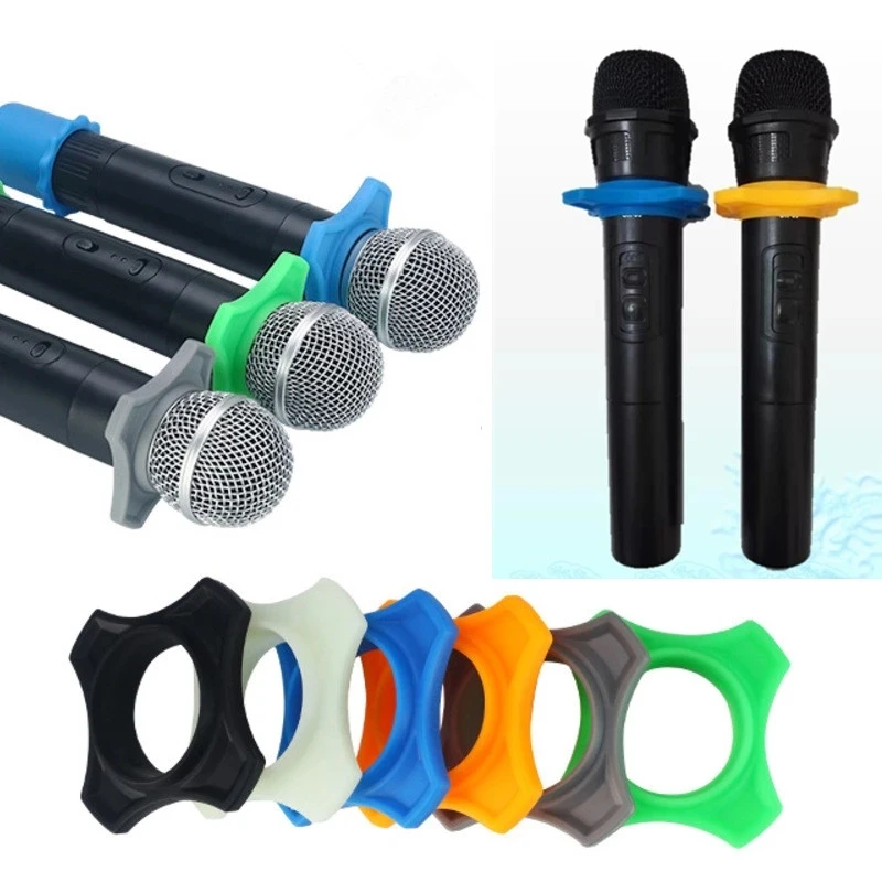 

Shakeproof Silicone Microphone Holder Anti-Rolling Mic Protection Ring Bottom Rod Sleeve For BBs Mic KTV DJ Device