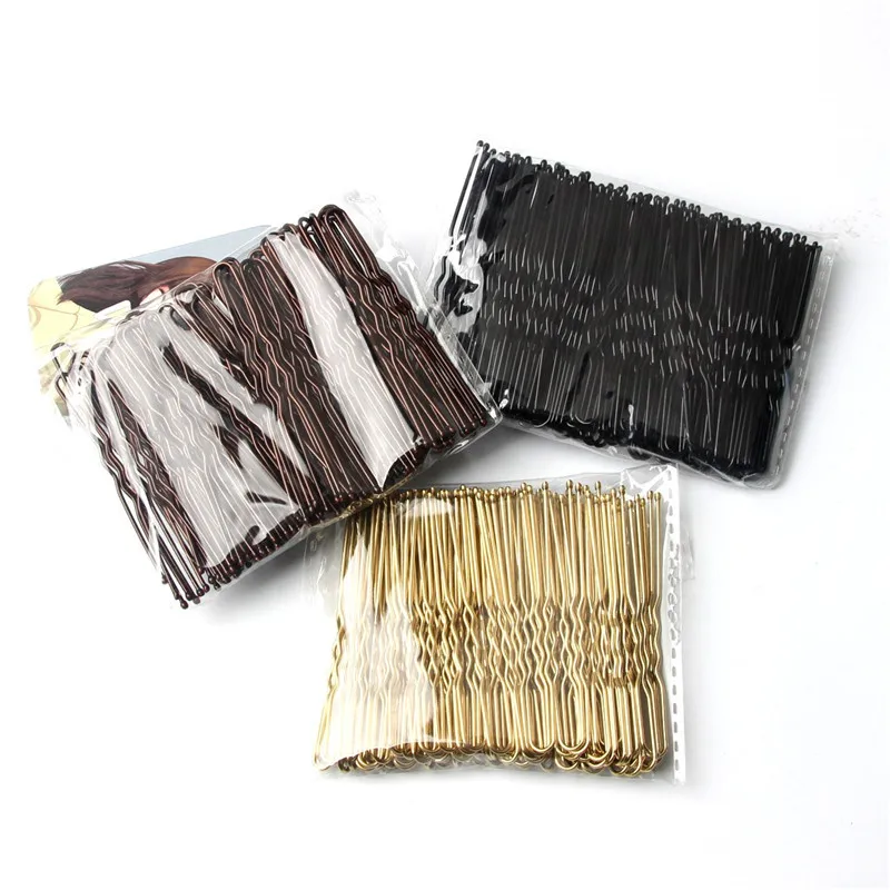 50/100pcs Black/Gold U Shaped Hairpins Waved Hair Clip Bobby Pins Metal Alloy Barrette Headwear Trinket Hair Styling Accessories