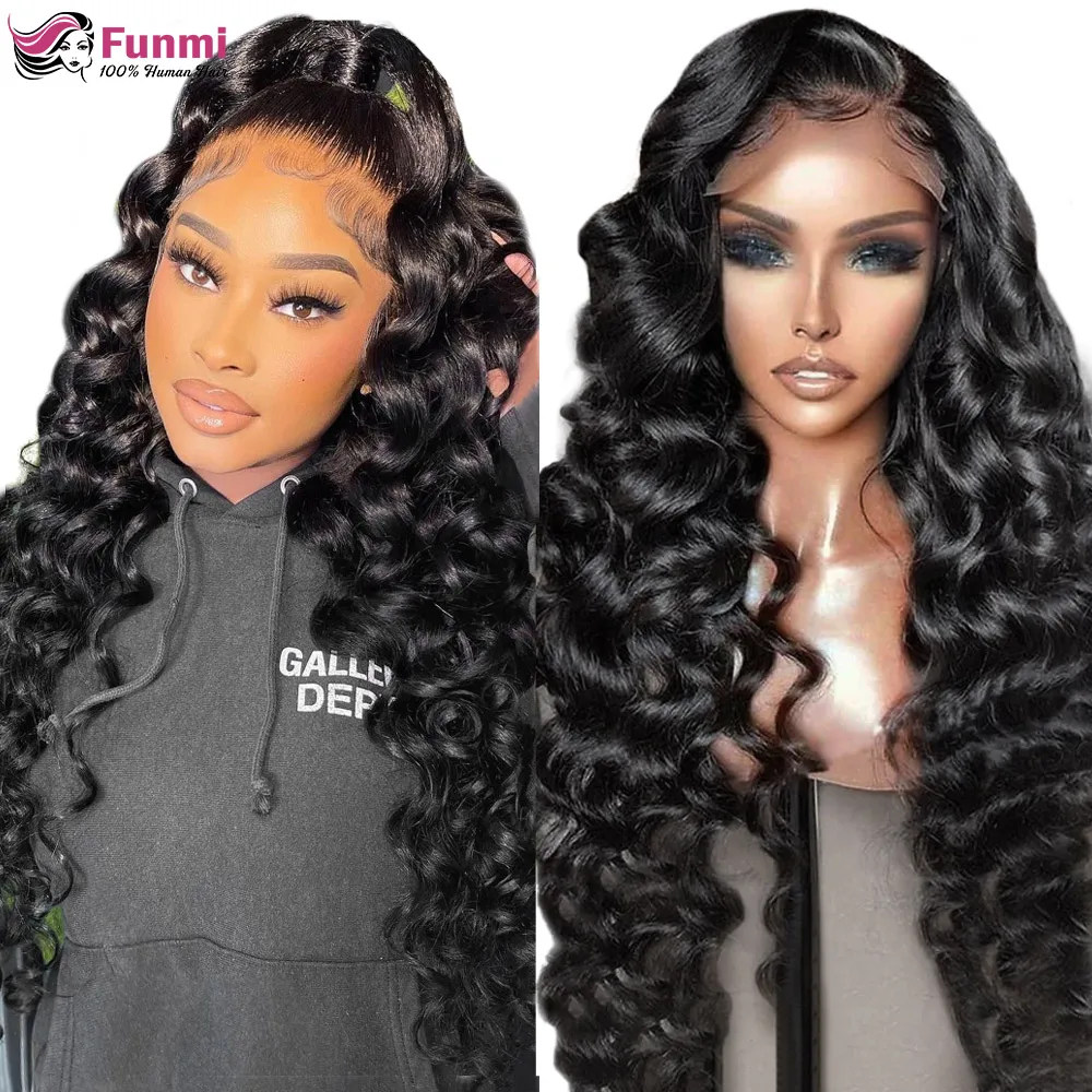 Loose Deep Wave Wigs Lace Front Human Hair Wigs Peruvian Pre Plucked 4x4 Lace Closure Wigs For Black Women Glueless Remy Hair