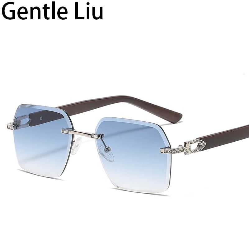 Солнцезащитные очки без оправы для мужчин и женщин винтажные квадратные