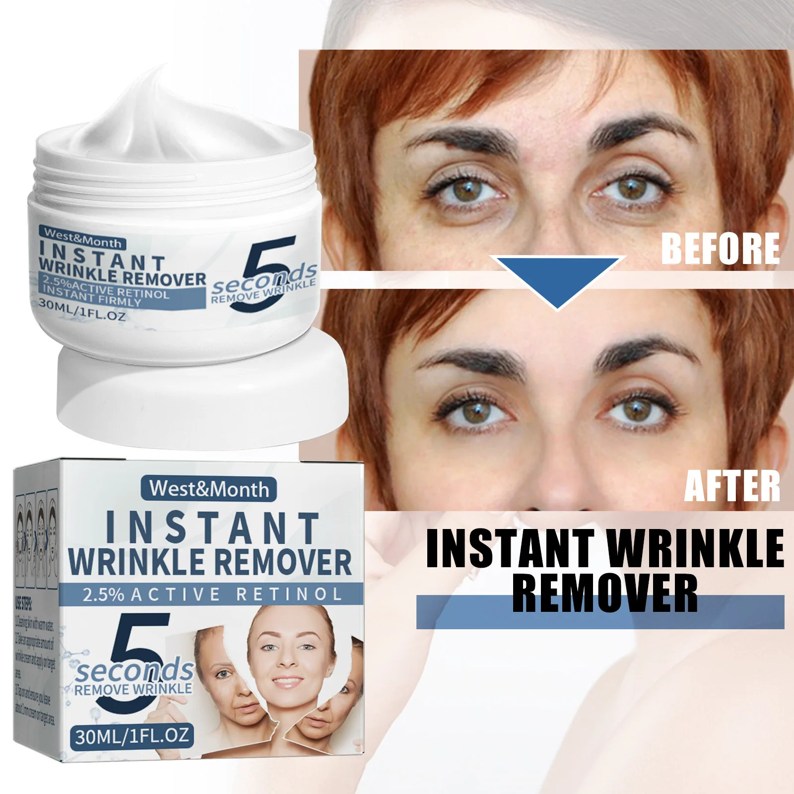 

Retinol Wrinkle Remover Face Cream Remove Eye Bags Puffiness Anti-aging Essence Fade Fine Lines Lift Firm Moisturize Skin Care
