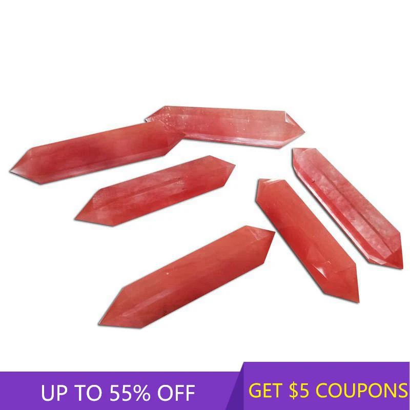 

50-70mm Natural Red Smelting Stone Quartz Crystal Point Hexagonal Wand Obelisk Reiki Healing Gemstone Craft Jewelry Decor Gift