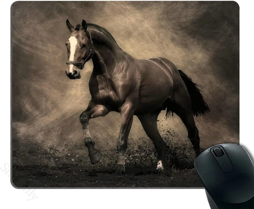 

Anime Mouse Pads Custom Vivid Wild Horses Print 9.5 X 7.9 Inches Brown Horse 9.5x7.9 In