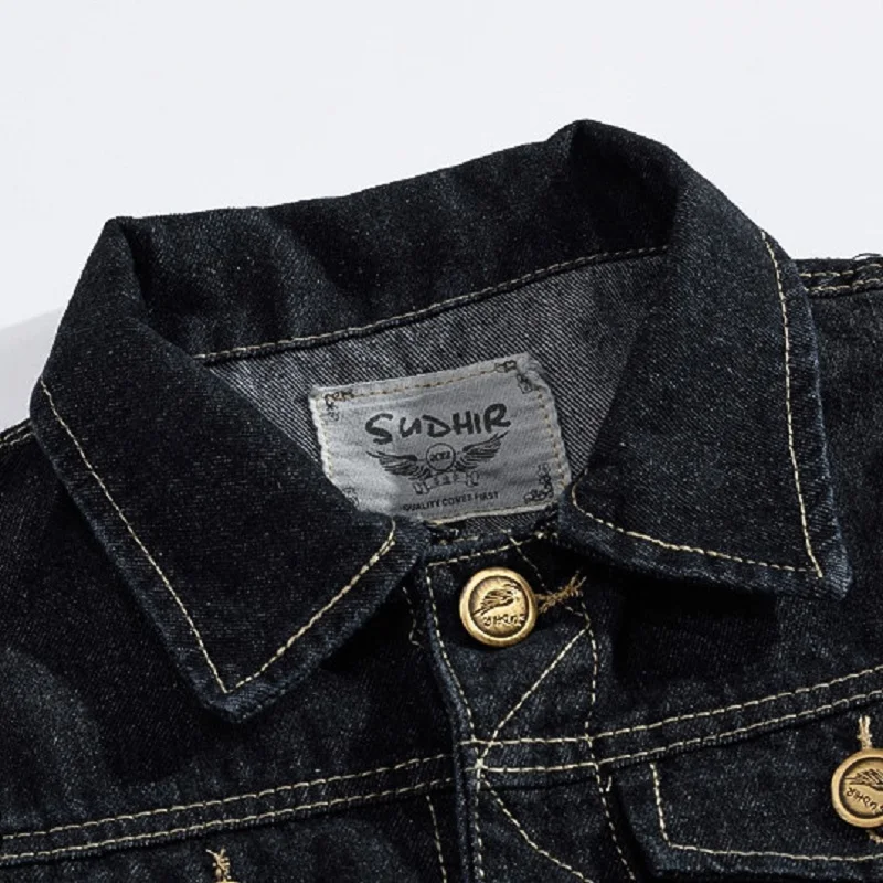 Мужской облегающий трендовый черный джинсовый жилет в Корейском стиле модель