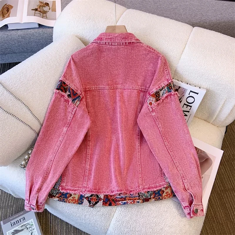 Женская джинсовая куртка с длинным рукавом свободная универсальная винтажная