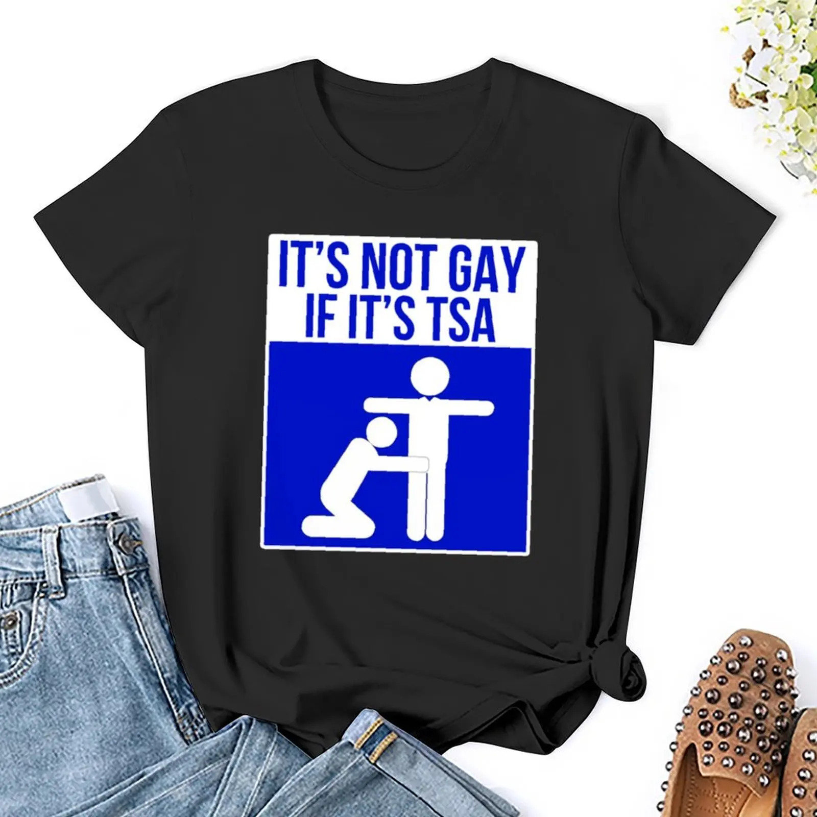 Это не гей если это TSA синяя футболка Графические Топы женские топы