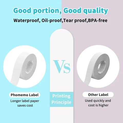 Phomemo 3 рулона Q30 белая наклейка водостойкая бумага клейкая этикетка белая антимасляная лента для Q30 D30 мини портативный термопринтер