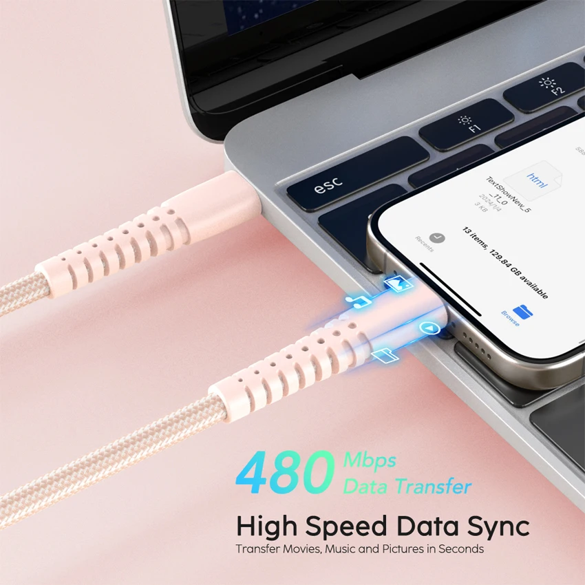 Фото JianHan Кабель USB C — USB C для iPhone 15 Plus Pro Max 60 Вт PD Кабель для быстрой зарядки типа C для Macbook Xiaomi Samsung LG №4