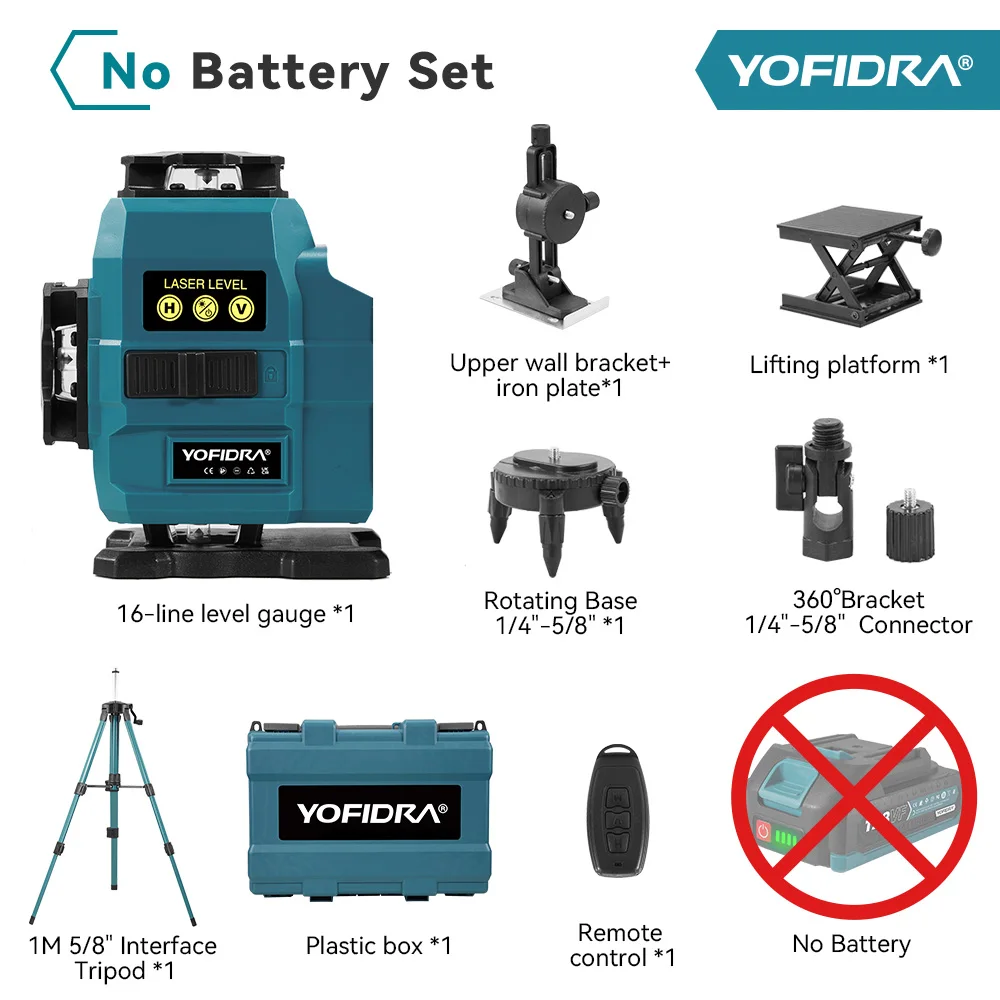 

YOFIDRA 4D лазерный уровень 16 линий зелёный Makita 18В