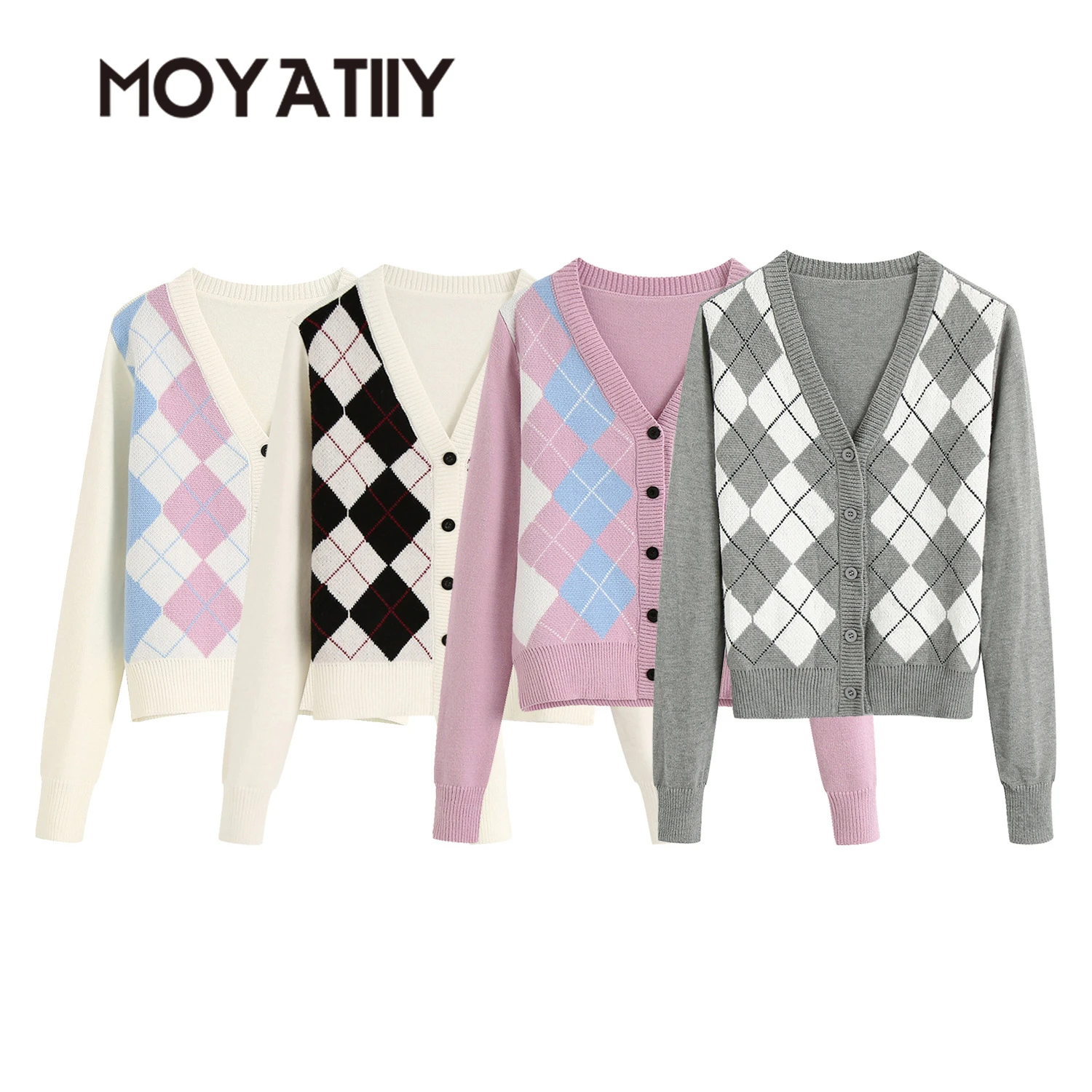 

Женский весенний кардиган MOYATIIY, Модный новогодний свитер с клетчатым принтом, женские кардиганы с длинным рукавом, верхняя одежда