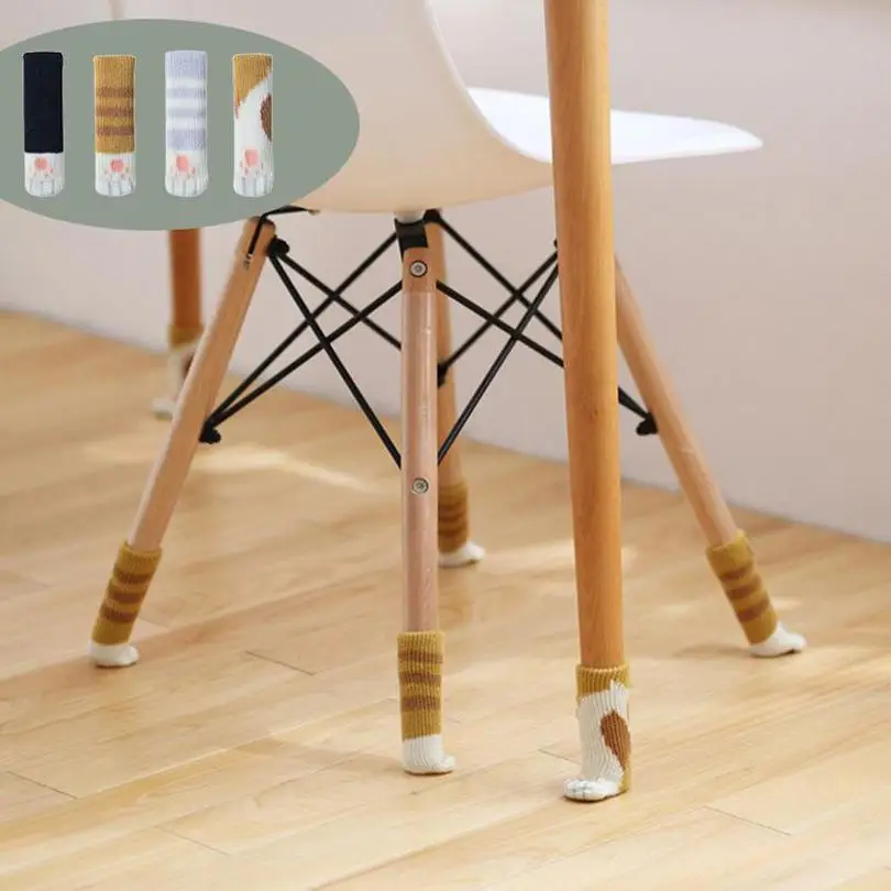 

8Pcs Cat Meatball Chair Foot Cover Packaging Protection Stool Foot Cover Chair Foot Pad Double-Layer Thickened Knitting Table