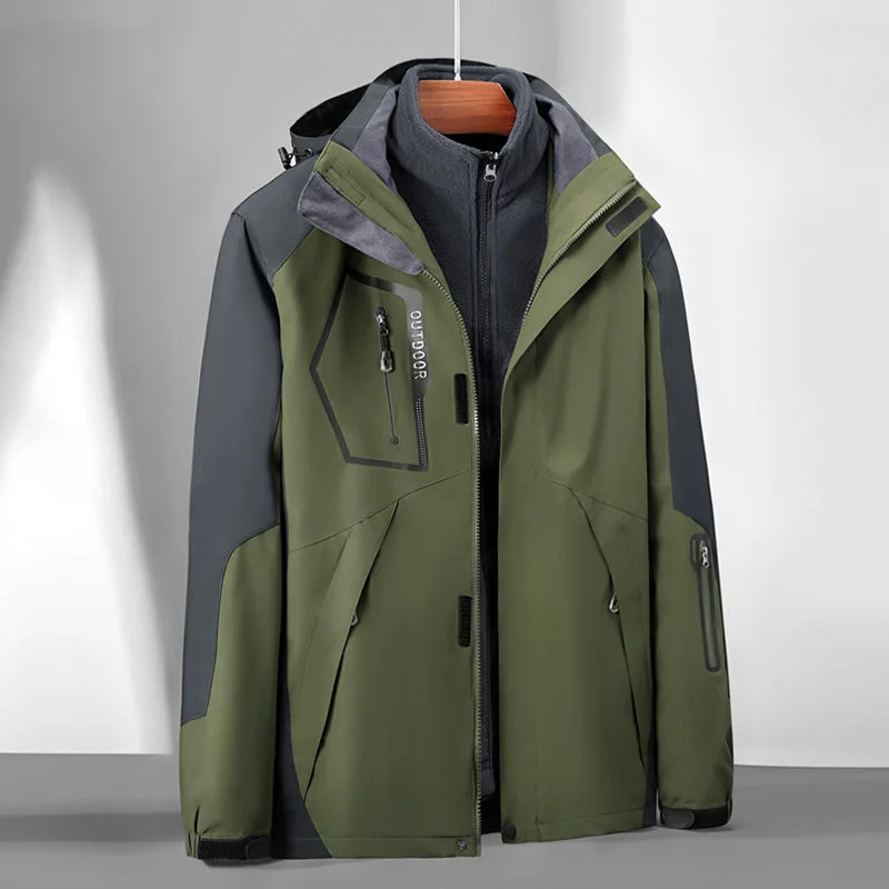 

Autumn And Winter Outdoor Two-piece Men's Windproof Waterproof Warm Mountaineering Coat Jackets Hoodies Windbreak 21Q1228