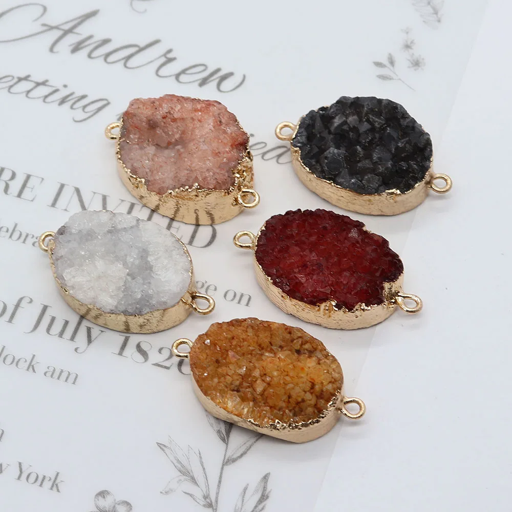 

2pcs/pack 18x32mm Crystal Connectors Natural Semi-precious Stone Pendants DIY for Making Necklace Earrings Bracelets 5 Colors