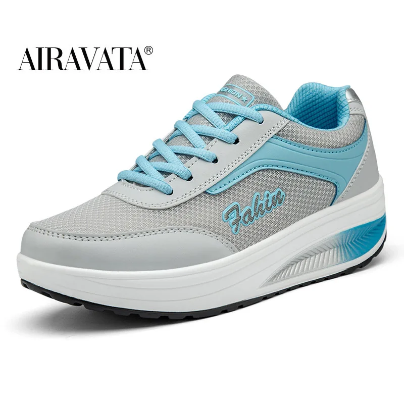 Women Shake Shoes Cushioned Walking Shoes Comfortable Height Increasing Wedge Heel Sneakers