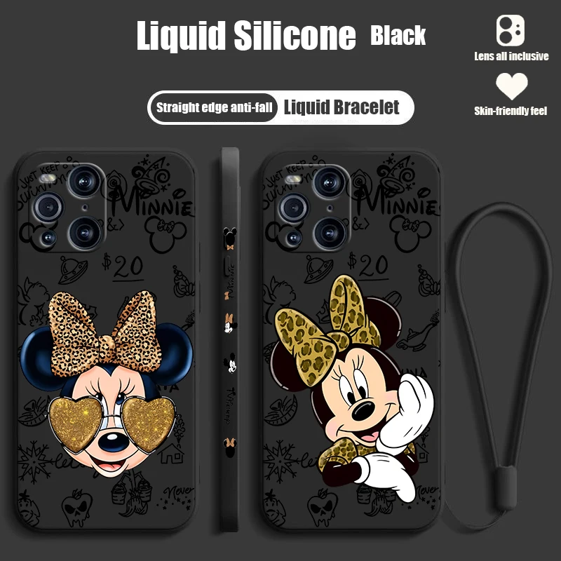 Минни Дисней Маус для OPPO Find X6 X5 X3 X2 Pro Lite Neo жидкий левый веревочный силиконовый