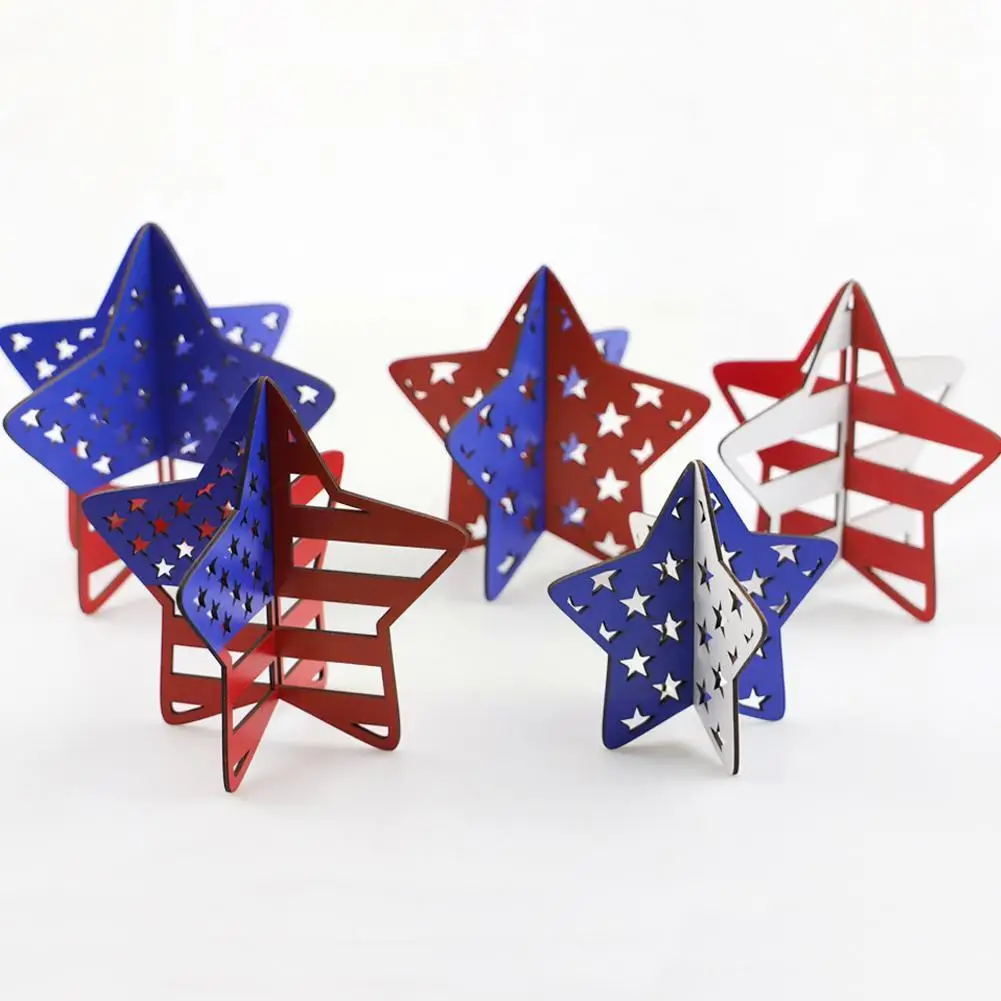 

Creative Wooden Crafts Handmade American Independence Home Day Handicraft Pentagram Decor Ornaments Top Decoration Table S2X3