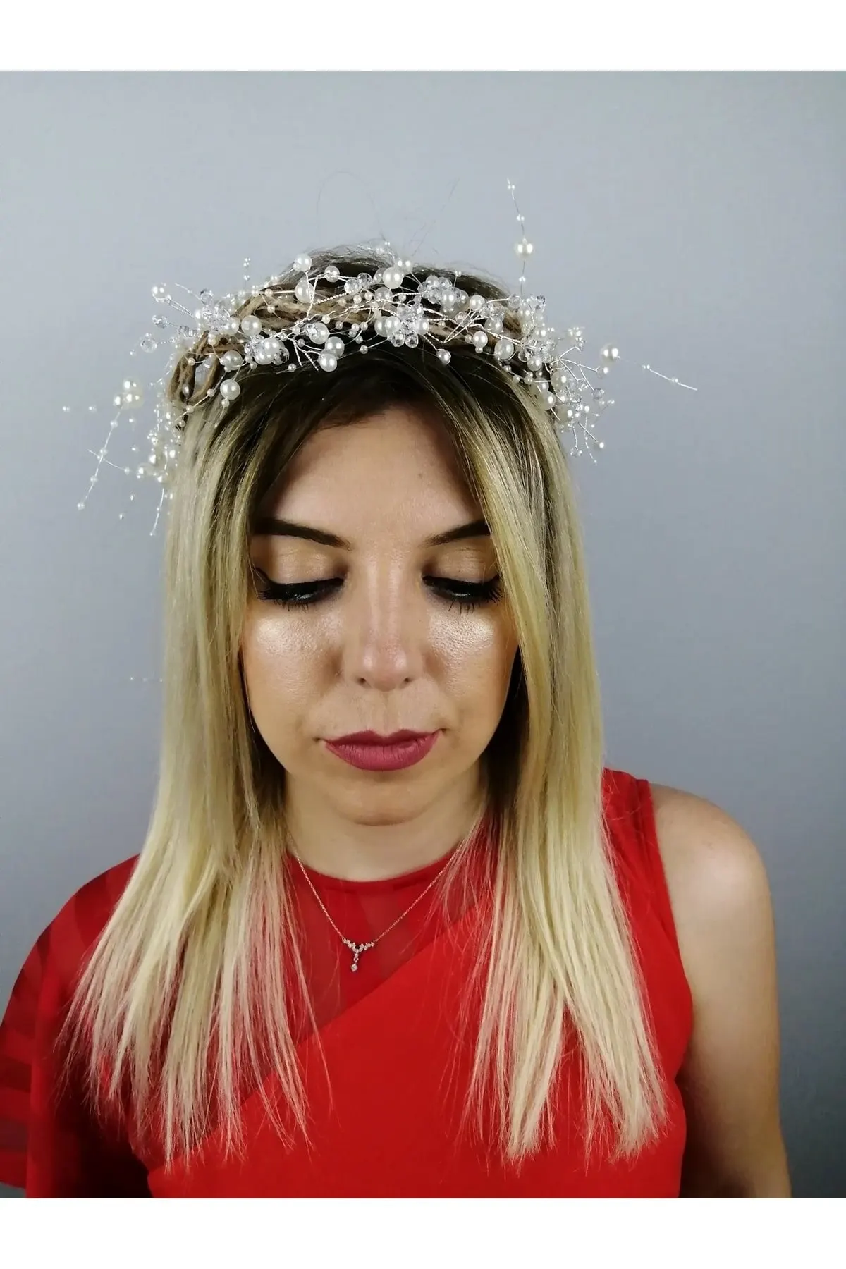 

Bridal Accessories White Pearl Crown Wedding Handmade For Bride And Bridesmaids