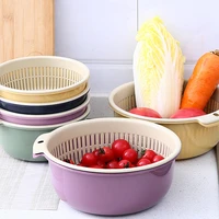 double layers drain basket plastic kitchen strainer colander bowl fruits vegetableseasy to use wide reliab washing strainer