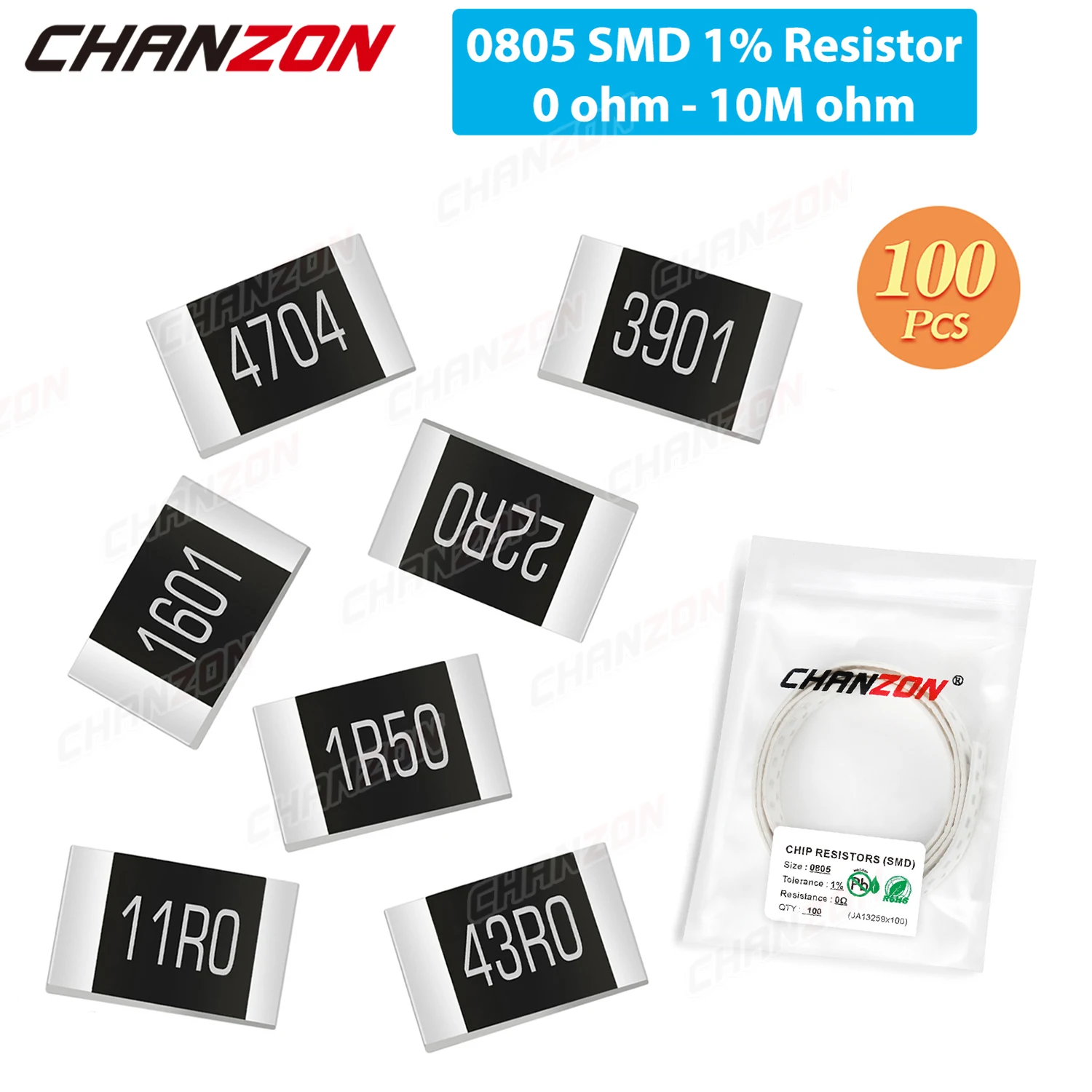 

183 Values 100Pcs 0805 1% 0 - 10MR SMD Resistors High Precision Film Chip Fixed 1K 2K 4.7K 10K 100K 160K 220K 300K 330 470 Ohm