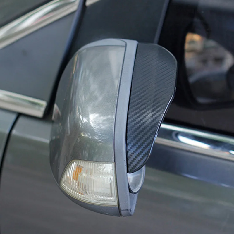 

2pcs Car Black Rear View Mirror Rain Shields Carbon Fiber Look Visor Sun Shade Trim Replacement Exterior Parts