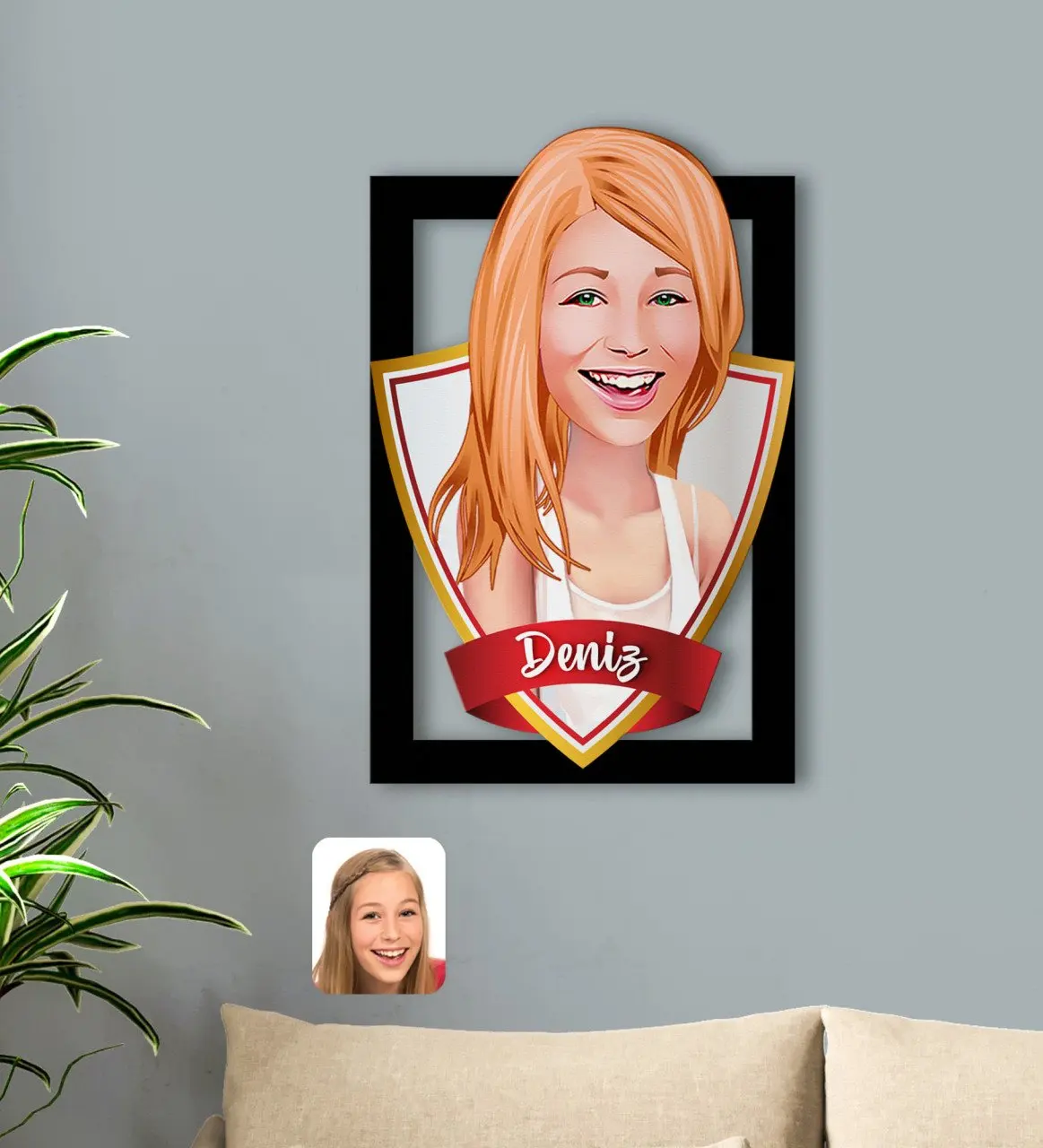 

Personalized Is Women Caricature OF 3D Wood Tablo-37