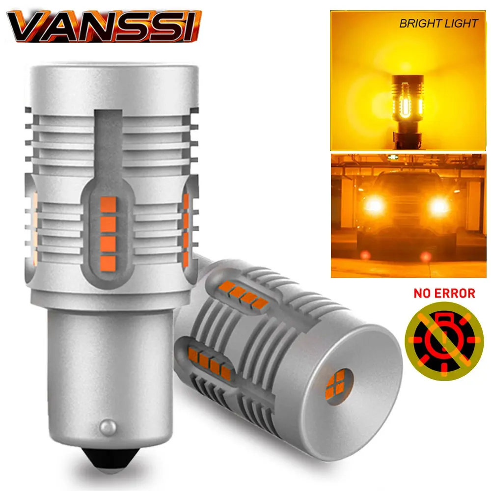 2 шт. 1156 BA15S P21W светодиодная лампа янтарного цвета Canbus Bau15s PY21W/T20 7440 7440A W21W без ошибок