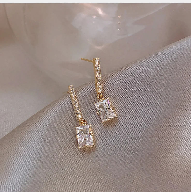 

Personality Geometry Diamond Drop Long Earrings Party Jewelry Exquisite Gift