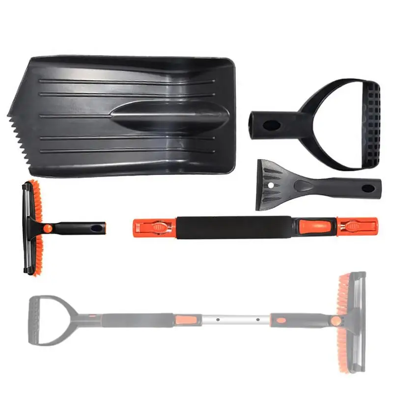 

Car Snow Scraper And Brush Set Extendable Snow Remover Shovel With Bristle Head Multifunctional Winter Snow Shovel For Deicing