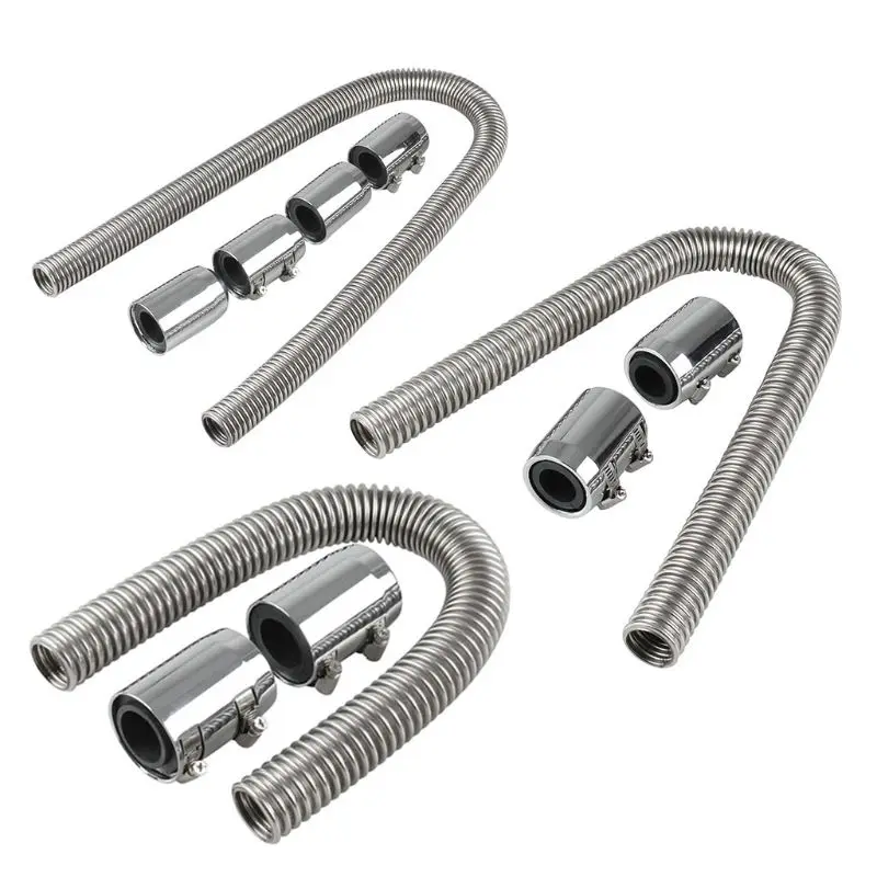 

Universal 24" Stainless Steel Radiator Flexible Coolant Water Hose Kit With End Caps Clamp Cooling Hose Car Accessories
