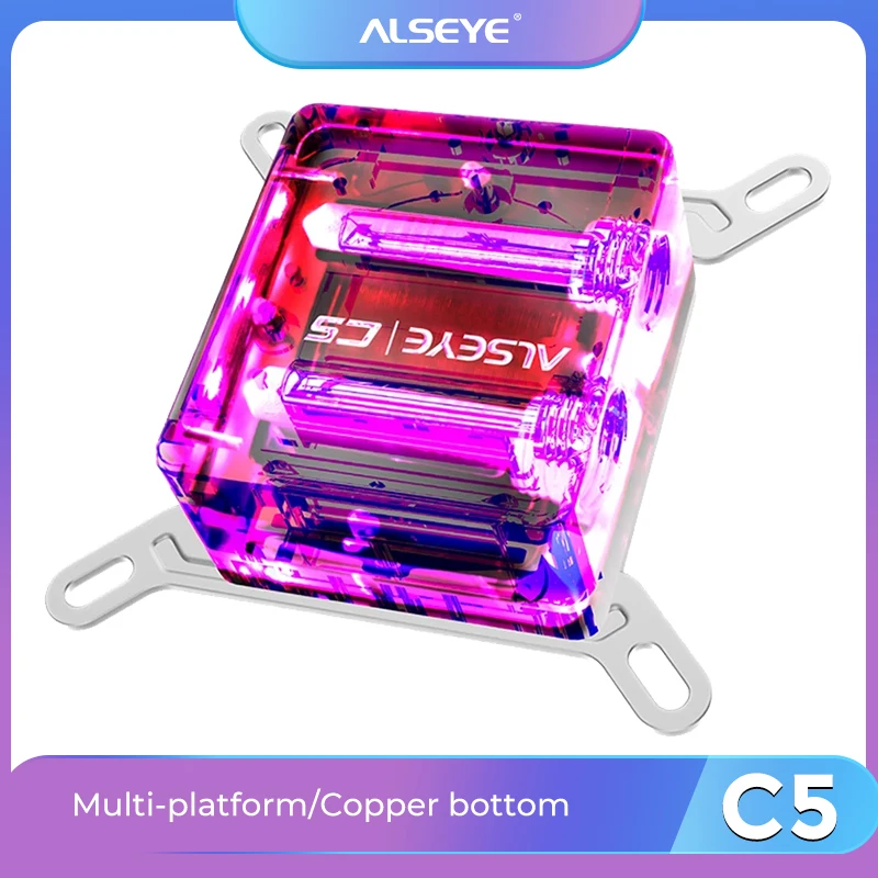 ALSEYE Water Cooler Block LED Copper Base Water Cooling for Intel and AMD LGA 775 115X 1366 2011 AM2+ AM3+ AM4